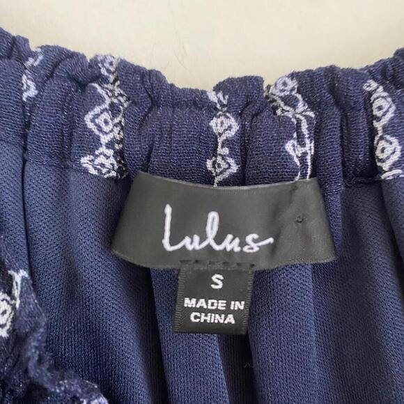 LULUS navy and white stripe boho off the shoulder romper - Picture 6 of 6